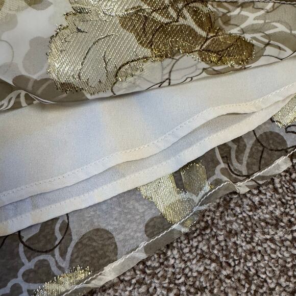 Vince Camuto Midi Skirt Lined Gold Floral Flirty NWT XL Lined Wedding Fairy - Picture 4 of 9